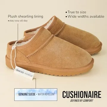 CUSHIONAIRE Women's Premium Suede Slip-On House Slippers