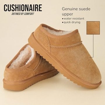 CUSHIONAIRE Women's Premium Suede Slip-On House Slippers