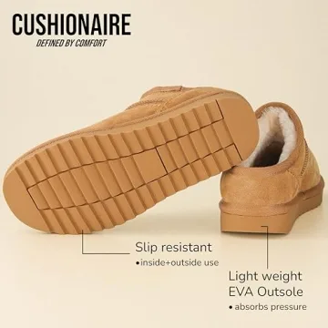 CUSHIONAIRE Women's Premium Suede Slip-On House Slippers
