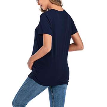 G-Amber Women Maternity Short Sleeves T Shirts Funny Graphic Side Ruching Tee Cute Tops for Pregnanc...