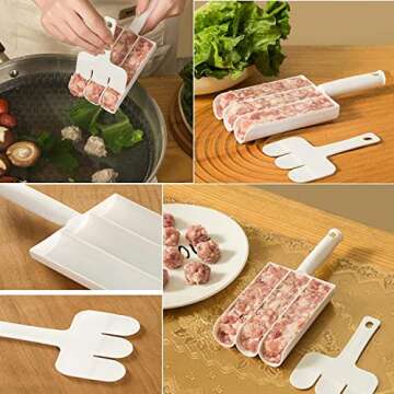 Triple Meatball Maker,Meat Baller Spoon with Cutting Spade,DIY Meatball Making Set For Hot Pot,Home ...