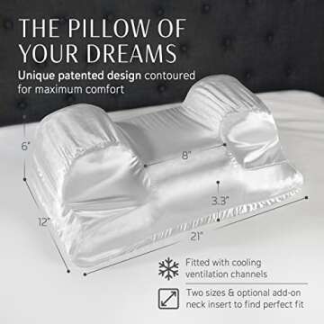 YourFacePillow - Ergonomic Cervical Memory Foam Pillow for Back Sleeping - Neck & Shoulder Support - Best Sleep Alignment - Large with Satin Case