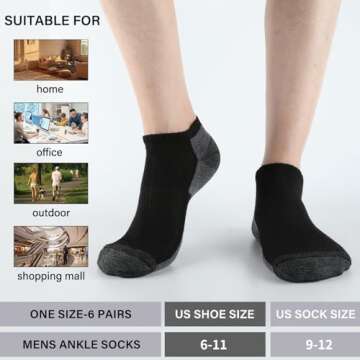 COOPLUS 12 Pack Mens Cushioned Ankle Socks for Daily Comfort