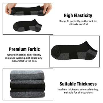 COOPLUS Men's Cushioned Ankle Socks for Comfort