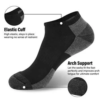 COOPLUS Men's Cushioned Ankle Socks for Comfort
