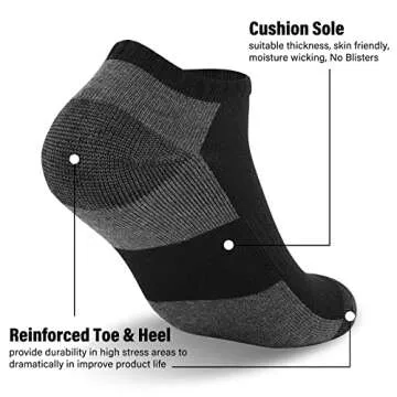 COOPLUS Men's Cushioned Ankle Socks for Comfort