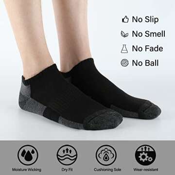 COOPLUS Men's Cushioned Ankle Socks for Comfort