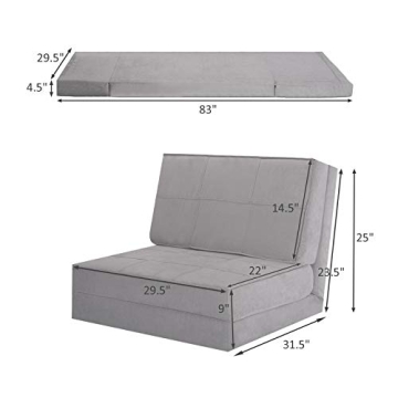 Giantex 5-Position Adjustable Flip Chair - Versatile Sofa Lounger