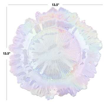 Koyal Wholesale Flora Glass Charger Plates Set of 4 Iridescent