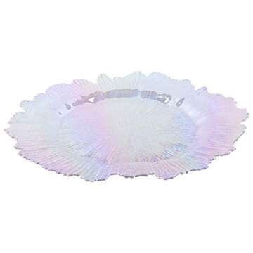 Koyal Wholesale Flora Glass Charger Plates Set of 4 Iridescent