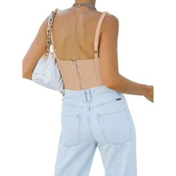 REORIA Women's Summer Sexy Square Neck Sleeveless Trendy Night Club Cropped Tank Top Cute Going Out ...