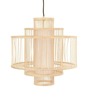 Creative Co-Op 19.5 Inch Bamboo Pendant Light - Elegant Bohemian and Asian Inspired Design