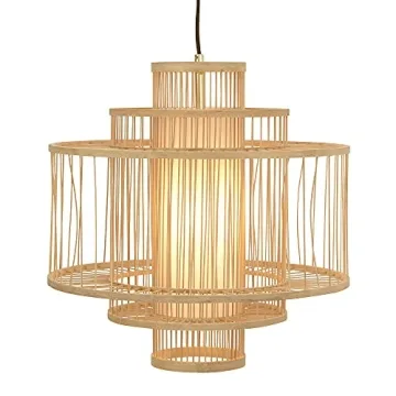 Creative Co-Op 19.5 Inch Bamboo Pendant Light for Chic Decor