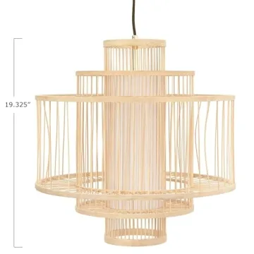 Creative Co-Op 19.5 Inch Bamboo Pendant Light for Chic Decor