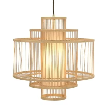 Creative Co-Op 19.5 Inch Bamboo Pendant Light for Chic Decor