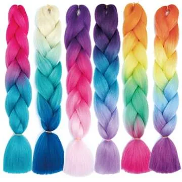 Xiaofeng Braiding Hair Extensions for Women 6 Packs 100g/Pack 24Inch High Temperature Ombre Jumbo Sy...