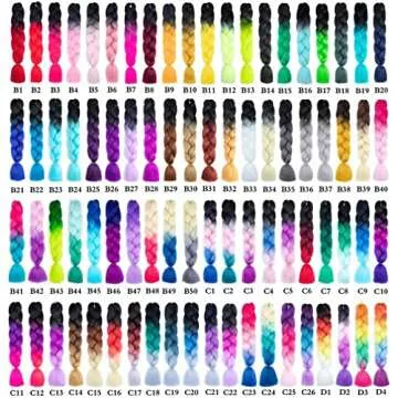 Xiaofeng Braiding Hair Extensions for Women 6 Packs 100g/Pack 24Inch High Temperature Ombre Jumbo Synthetic Braiding Hair for Twist Crochet Braids (24 Inch, mix6pcs-Alice)
