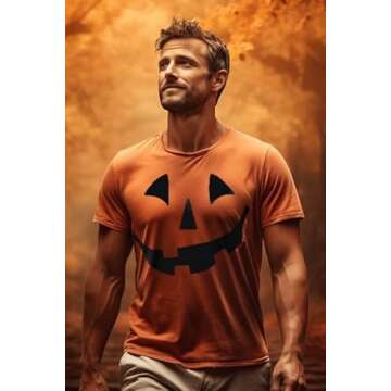Ann Arbor T-shirt Co. Giant Jack O' Lantern Face | Halloween Pumpkin Fun Unisex T-Shirt for Men Women, L