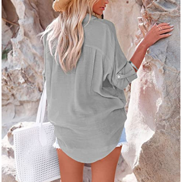 Diosun Women's Stylish Versatile Button Down Shirt