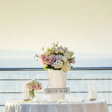 Voittozege 6 Pcs Galvanized Metal Vases with Handle Flower Metal Planter Galvanized Buckets Bulk Farmhouse French Flowers Bucket for Home Decor Wedding Table Centerpiece Decorations (Beige, 9.8 Inch)