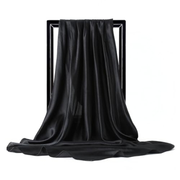 Vimate Black Silk Feeling Scarf, Stylish & Versatile