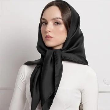 Vimate Black Silk Feeling Scarf, Stylish & Versatile