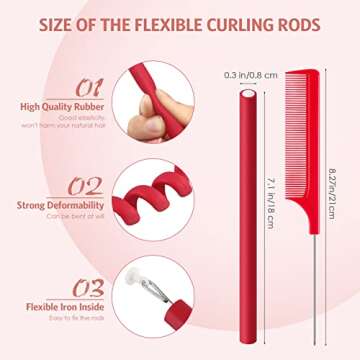 30 Pieces Flexible Curling Rods Twist Foam Hair Rollers Soft Foam No Heat Hair Rods Rollers and 1 St...