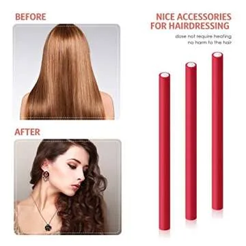 30 Pieces Flexible Curling Rods Twist Foam Hair Rollers Soft Foam No Heat Hair Rods Rollers and 1 Steel Pintail Comb Rat Tail Comb for Women Long and Short Hair(7 x 0.39 Inch,Red)