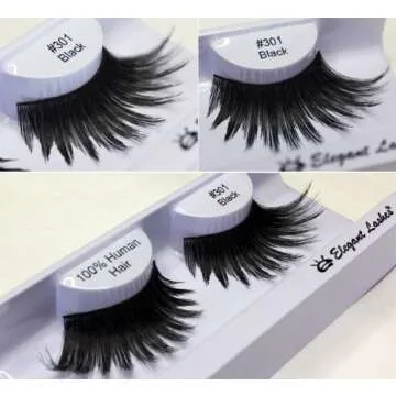 Elegant Lashes #301 The ORIGINAL Drag Queen Lash | Thick Long Black Human Hair False Eyelashes for Drag Halloween Dance Rave Costume