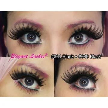 Elegant Lashes #301 The ORIGINAL Drag Queen Lash | Thick Long Black Human Hair False Eyelashes for Drag Halloween Dance Rave Costume
