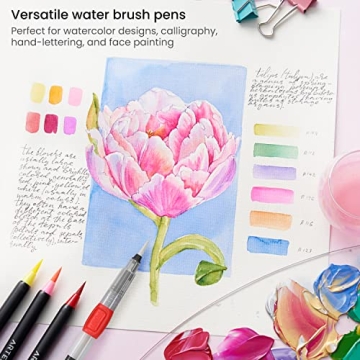 Arteza Water Brush Pen Set of 6 for Watercolor Painting