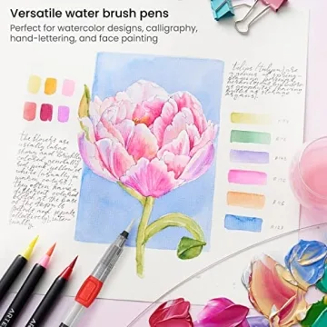 Arteza Water Brush Pen Set of 6 for Watercolor Painting