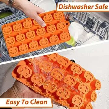 Kamehame Halloween Pumpkin Chocolate Mold, 2 Pcs Pumpkin Candy Silicone Molds for Cake Decoration, Cupcakes, Jelly, Cookies, Orange