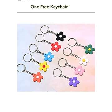 SYSUII Beaded Phone Lanyard Wrist Strap for Women Girls, Smiley Face Rainbow Beaded Phone Charm Decoration Chain Hand Wrist Lanyard Anti-Lost Phone String for iPhone 12 Samsung Camera Key