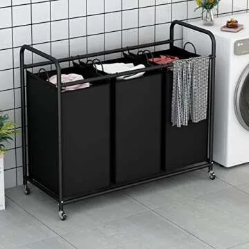 LINZINAR 3-Bag Laundry Sorter Cart with Lockable Wheels