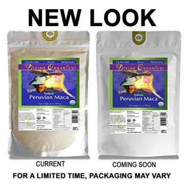 Divine Organics 2 Lb / 32 Ounce - Raw Peruvian Maca Powder - Certified Organic - Vegan, Antioxidant, Gluten Free - Mix in Coffee, Chocolate, Smoothies, Cereals - Yellow Peruvian Maca Root