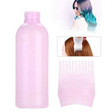 Oil Applicator Bottle for Hair, Root Comb Applicator Bottle 3 Colors Hair Dyeing Bottle Brush Shampoo Hair Color Oil Comb Applicator Tool Dye and scalp treament Tool(Pink)