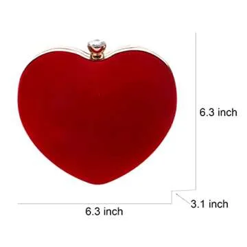Lytosmoo Women Heart Shaped Handbag Wedding Party Evening Bag Mini Clutch Chain Purse Cocktail Prom Evening Tote