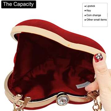 Lytosmoo Women Heart Shaped Handbag Wedding Party Evening Bag Mini Clutch Chain Purse Cocktail Prom Evening Tote