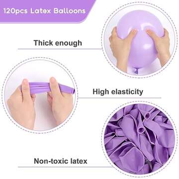 RUBFAC 120pcs Pastel Purple Balloons 12 Inches Latex Balloons, Matte Light Purple Balloons for Birthday Baby Shower Graduation Anniversary Wedding Party Supplies Garland Arch Decoration