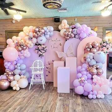 RUBFAC 120pcs Pastel Purple Balloons 12 Inches Latex Balloons, Matte Light Purple Balloons for Birthday Baby Shower Graduation Anniversary Wedding Party Supplies Garland Arch Decoration