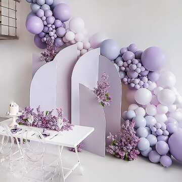 RUBFAC 120pcs Pastel Purple Balloons 12 Inches Latex Balloons, Matte Light Purple Balloons for Birthday Baby Shower Graduation Anniversary Wedding Party Supplies Garland Arch Decoration