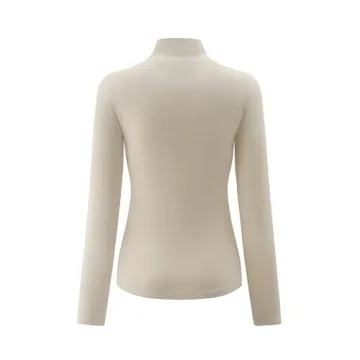Kindcall Women’s Slim Fitted Mock Turtleneck Tops Long Sleeve Lightweight Base Layer Shirts (Beige1, Small)