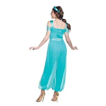 Disguise Women's Jasmine Deluxe Adult Sized Costume - Iconic Aladdin Look in Turquoise