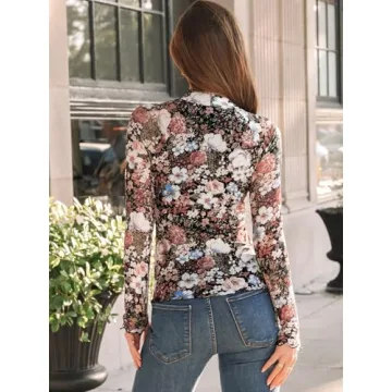 Floral Mesh Mockneck Top for Stylish Fall Outfits