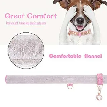 PetsHome Bling Rhinestone Cat and Dog Collar Adjustable Medium Pink