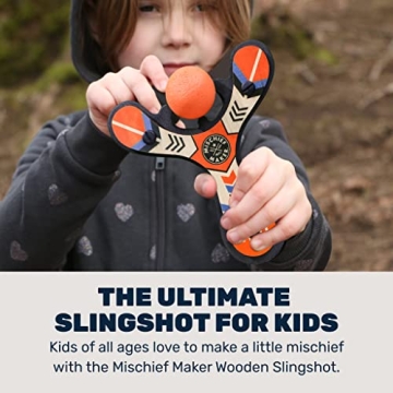 Mischief Maker Wooden Slingshot for Kids - Safe Outdoor Fun