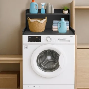 Royxen Washer Dryer Countertop with Shelf for Laundry Room Organization (Black)
