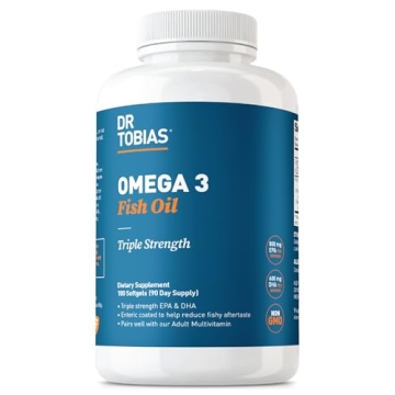 Dr. Tobias Omega 3 Fish Oil, 2000mg Triple Strength for Heart, Brain & Immune Support, 180 Softgels,...