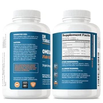 Dr. Tobias Omega 3 Fish Oil 2000mg for Heart Brain Immune Support